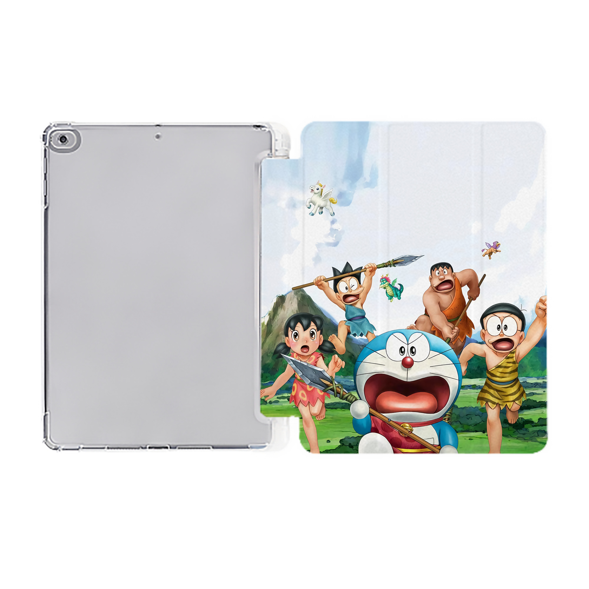（画像用） ドラえもん Doraemon IPad ケース ペン収納付き 三つ折りスタンド PUレザー×シリコン 対応機種9.5/10.5/10.9インチ